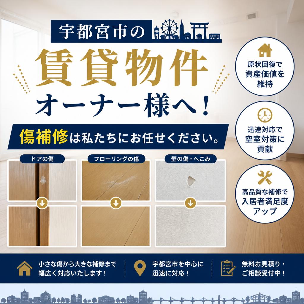 宇都宮市の賃貸物件オーナー様へ！傷補修は私たちにお任せください。